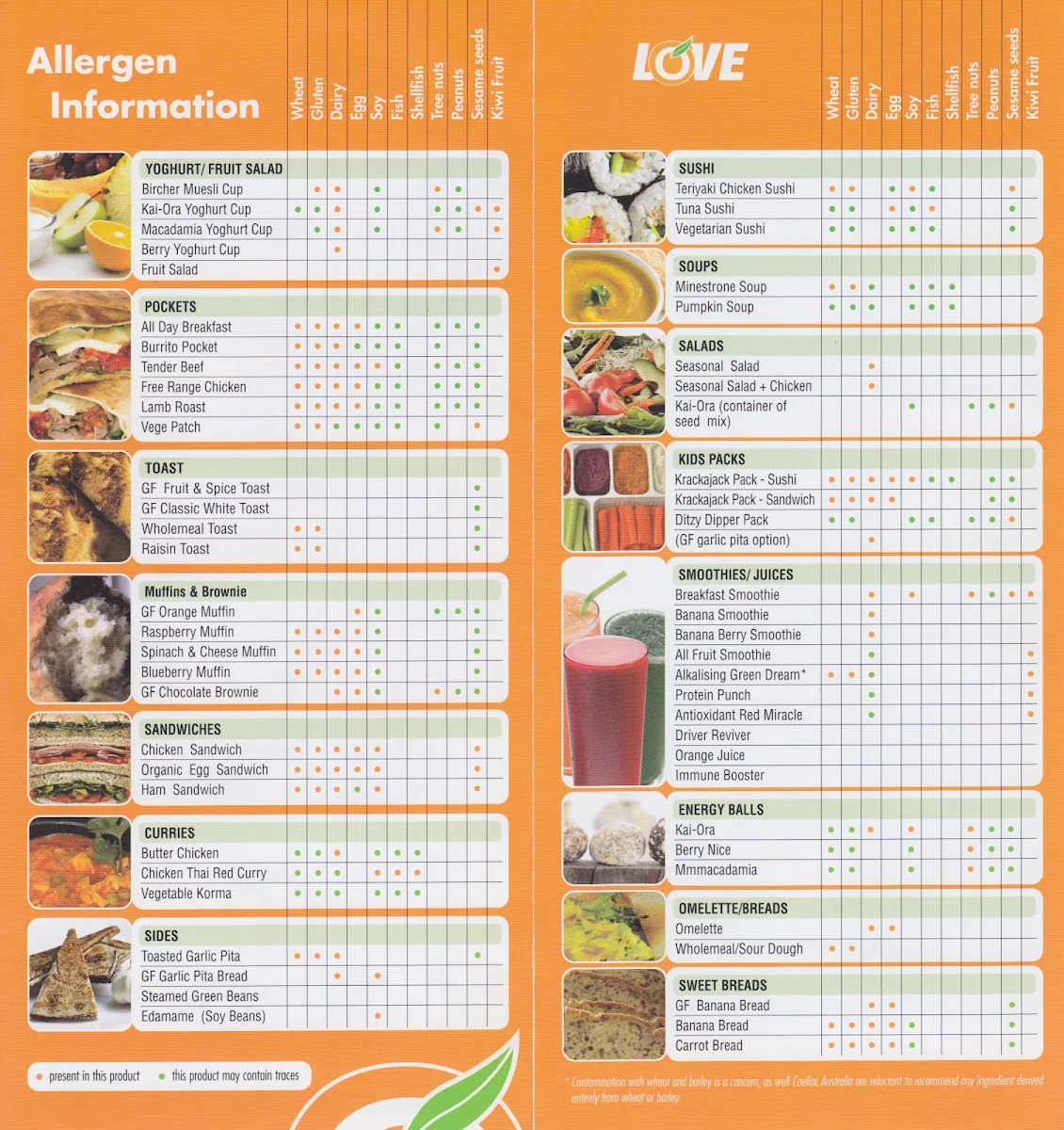 Menu, Oliver's - Wallan Southbound