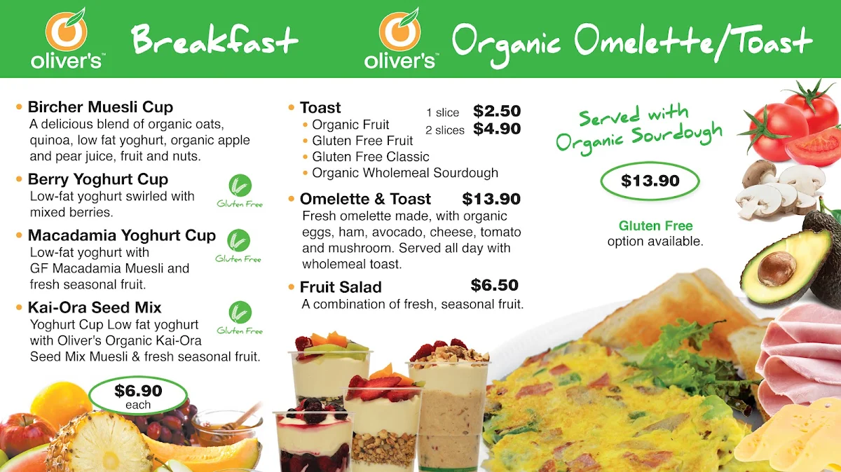 Menu, Oliver's - Wallan Southbound