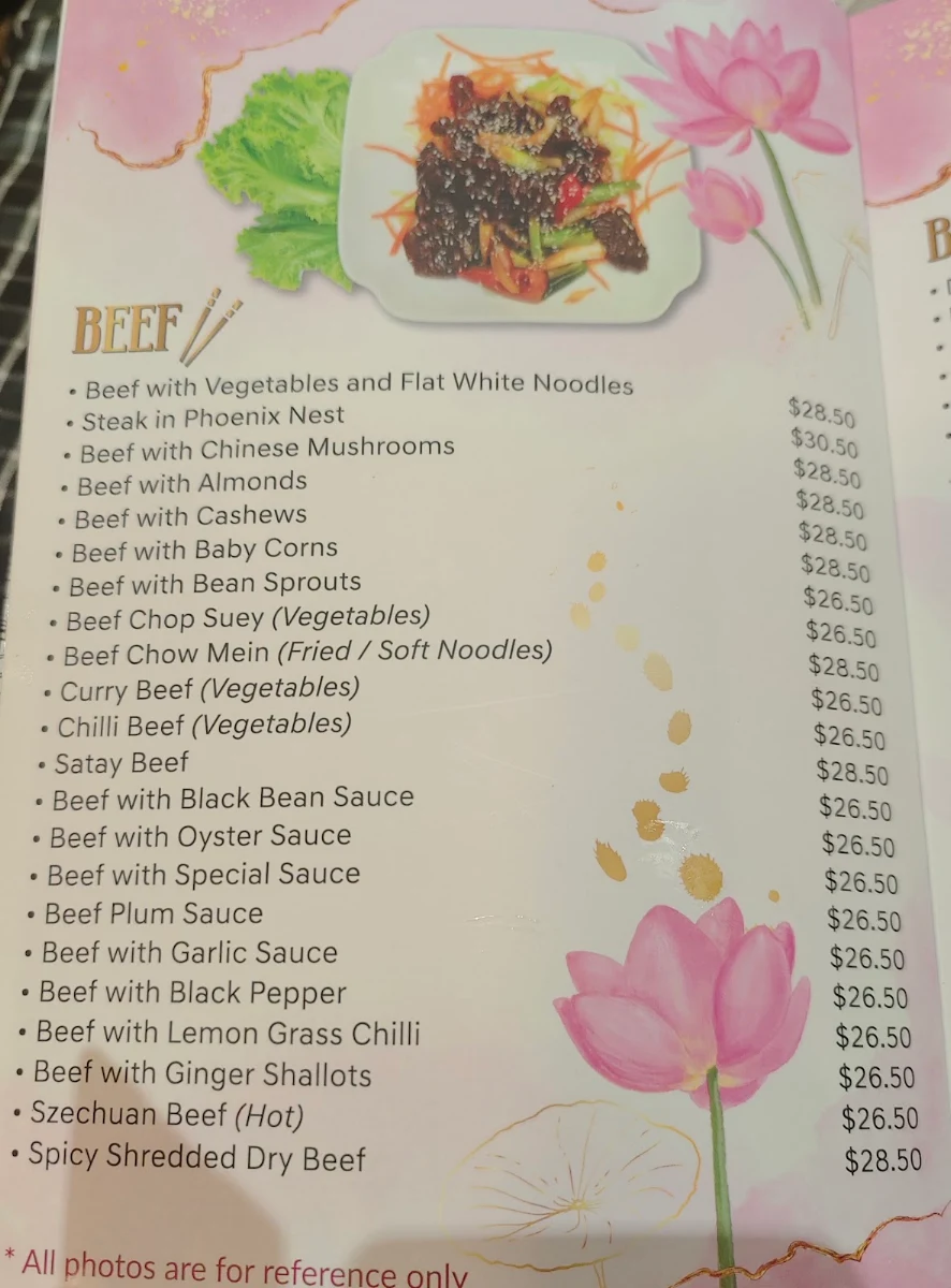 Menu, Asian Lily Chinese Restaurant