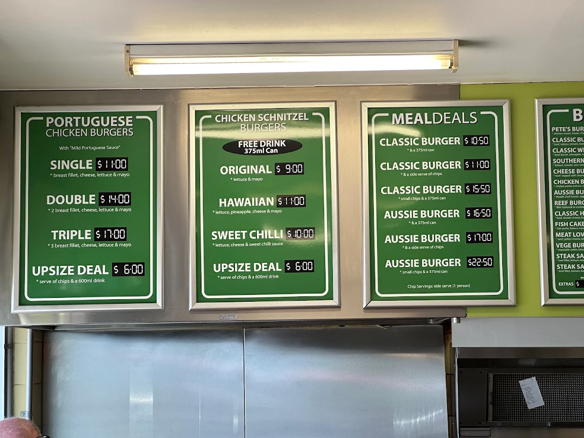 Menu, Pete's Takeaway & Salads