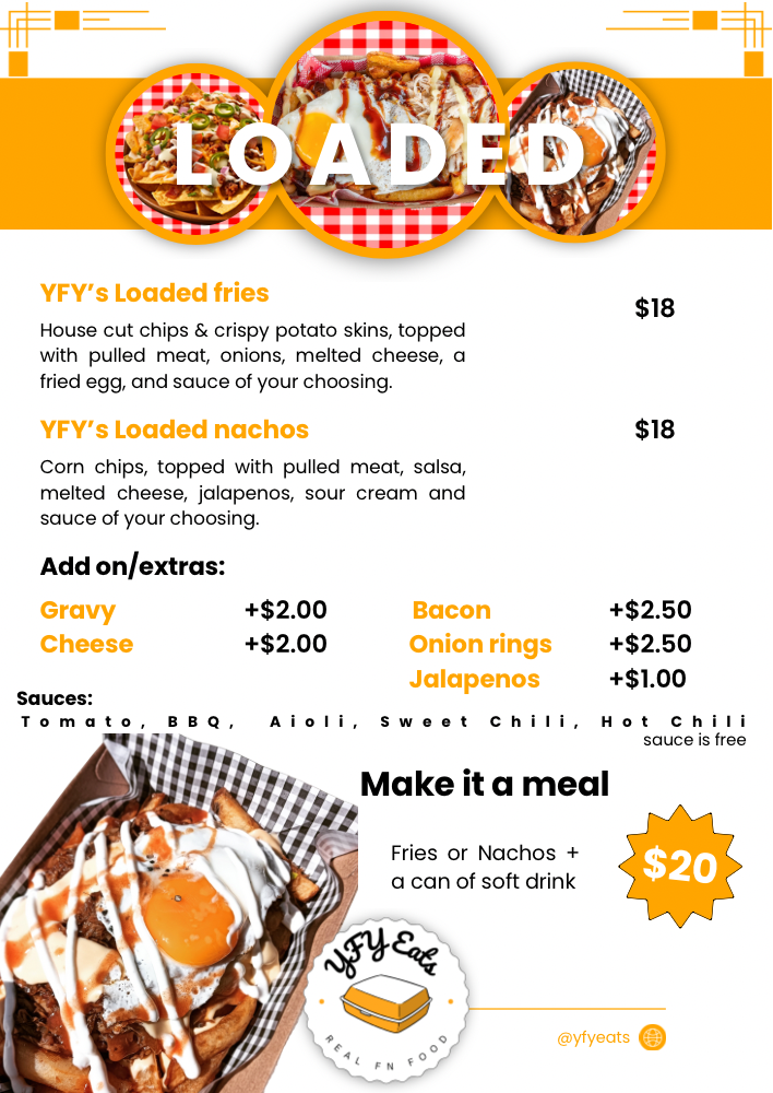 Menu, YFY Eats