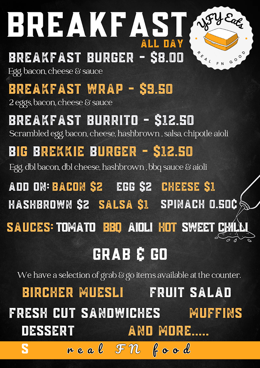 Menu, YFY Eats