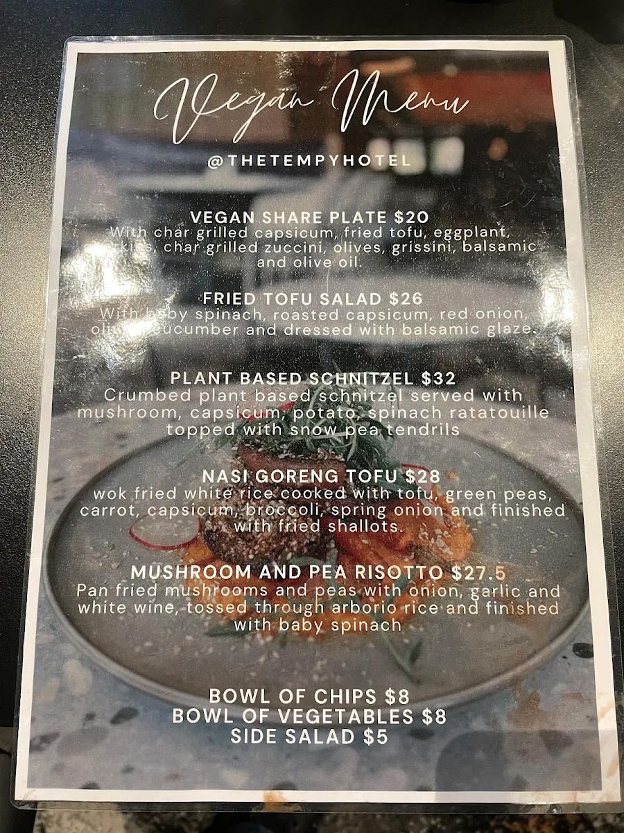 Menu, Templestowe Hotel