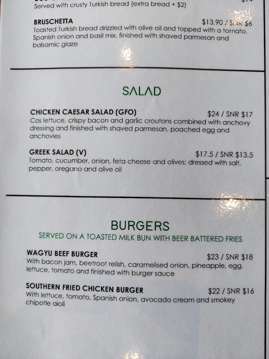 Menu, Templestowe Hotel
