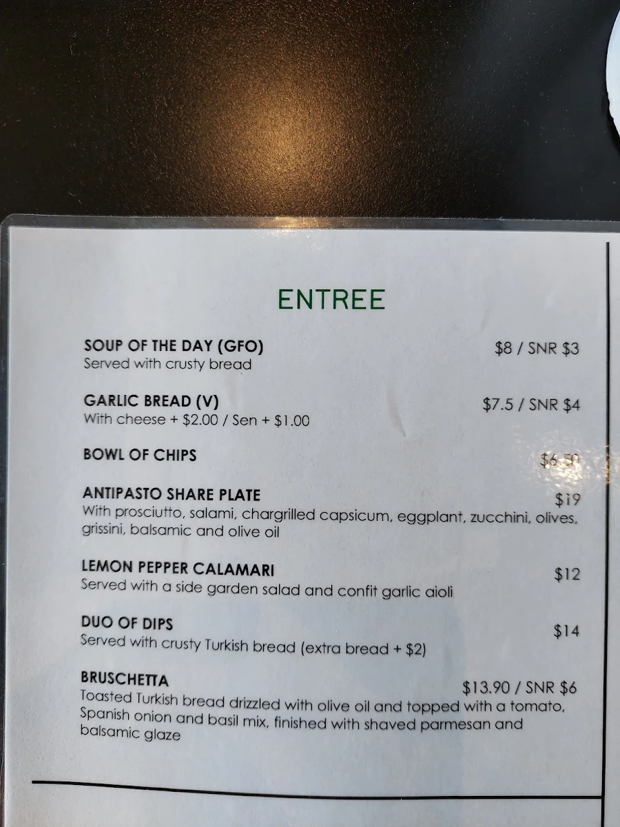 Menu, Templestowe Hotel