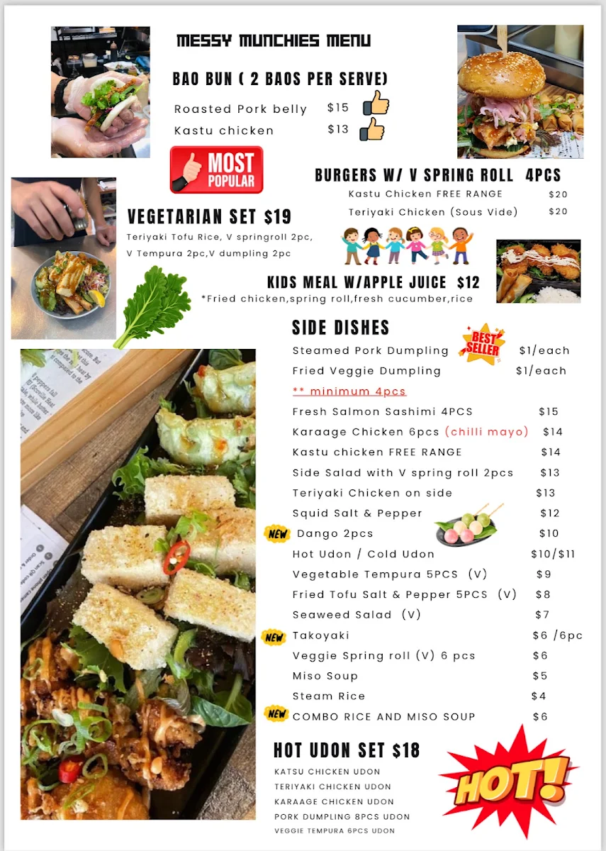 Menu, Messy Munchies Japan Applecross