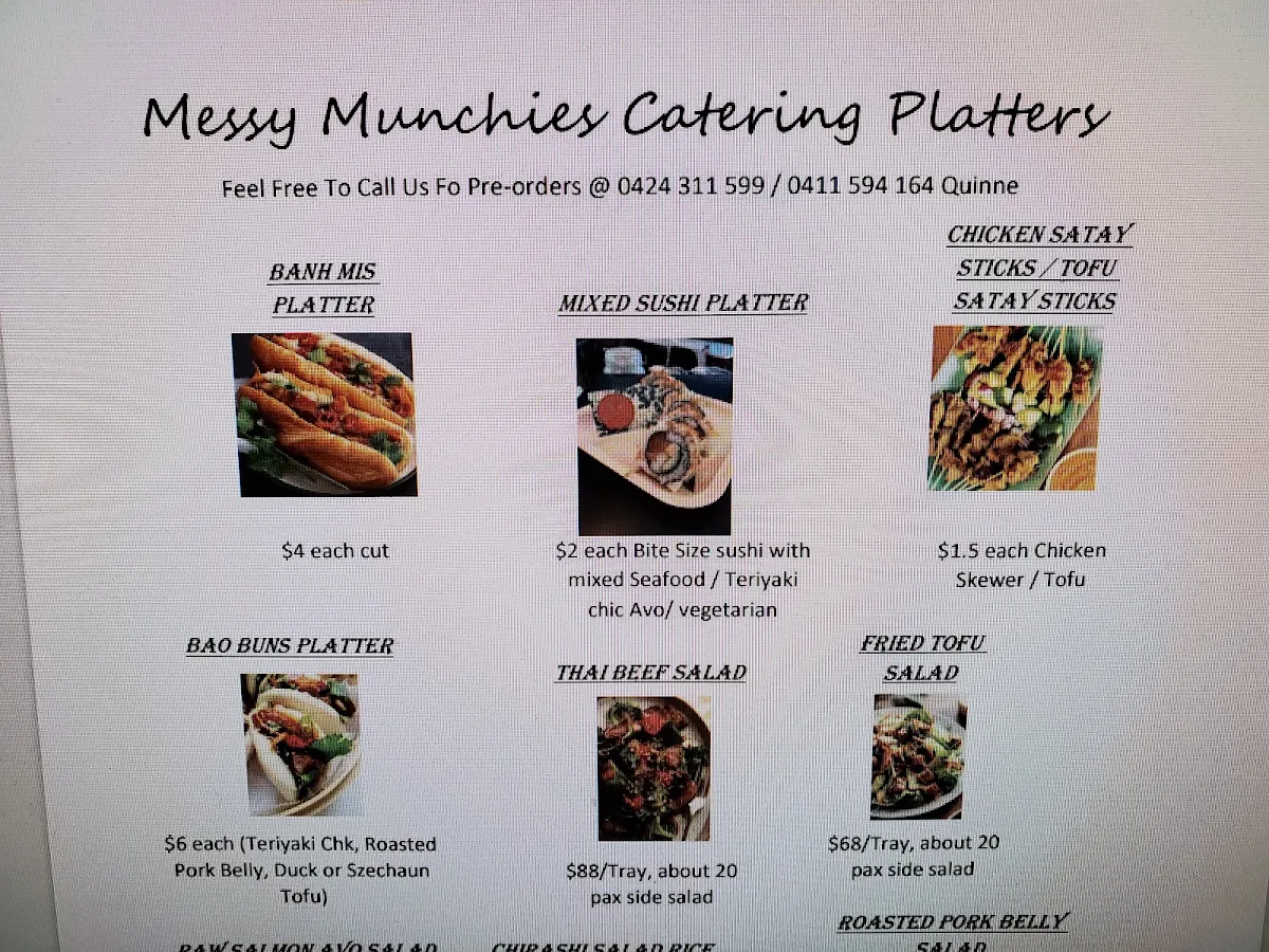 Menu, Messy Munchies Japan Applecross