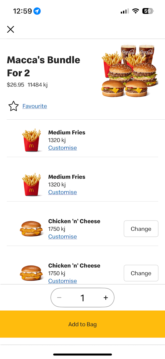 Menu, McDonald's Taree