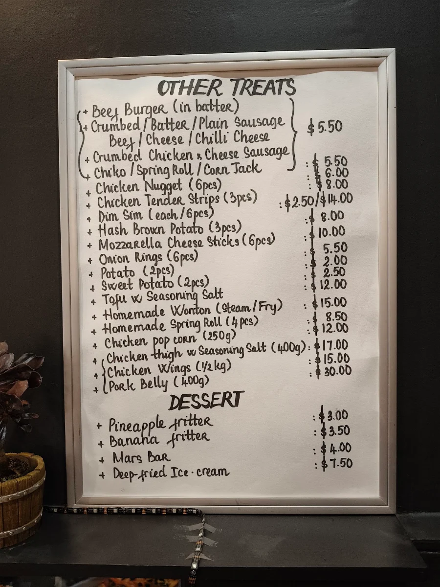 Menu, 324 Bulwer Fish & Chips & Viet Rolls