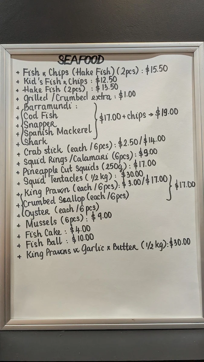 Menu, 324 Bulwer Fish & Chips & Viet Rolls