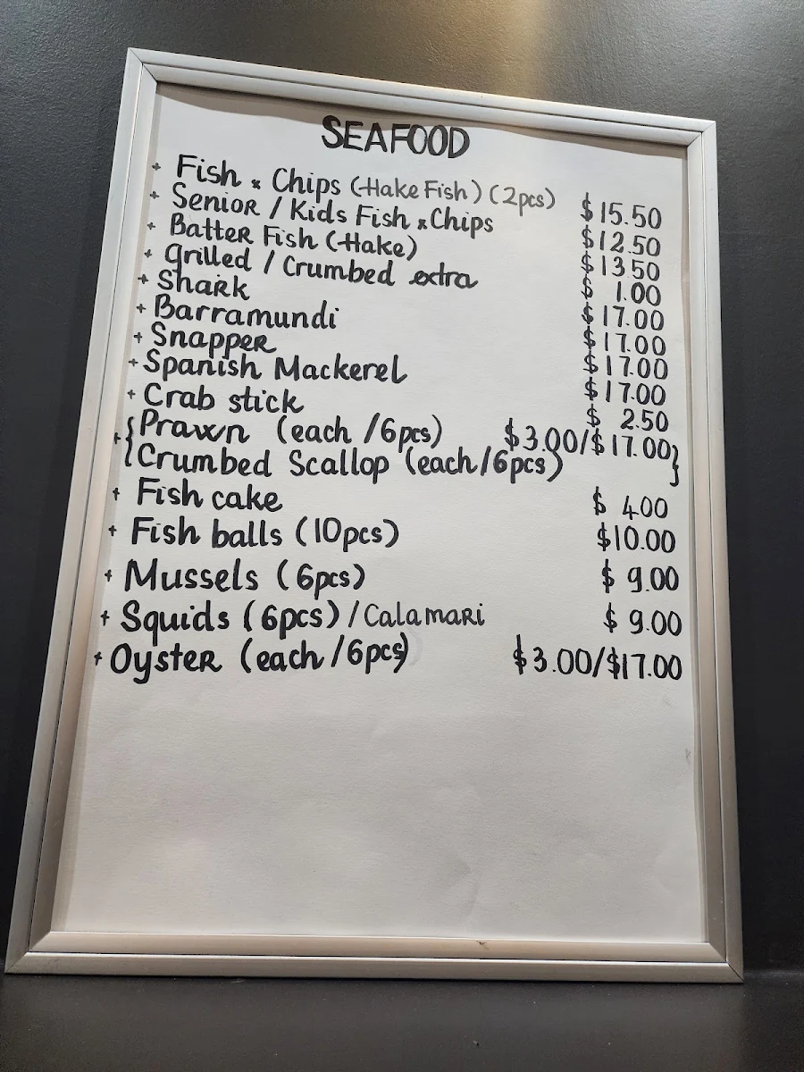 Menu, 324 Bulwer Fish & Chips & Viet Rolls
