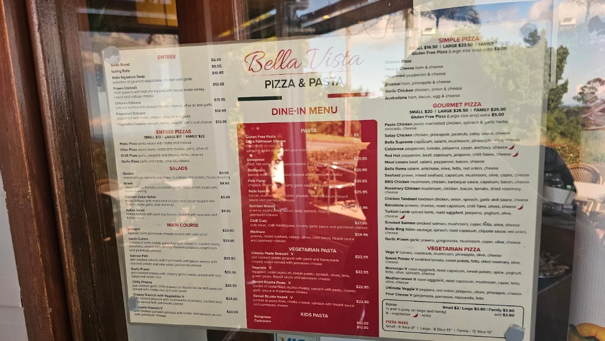 Menu, Bella Vista Pizza & Pasta