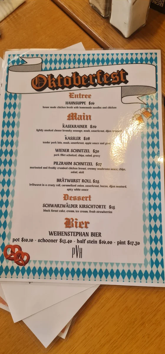 Menu, Pascoe Vale Hotel
