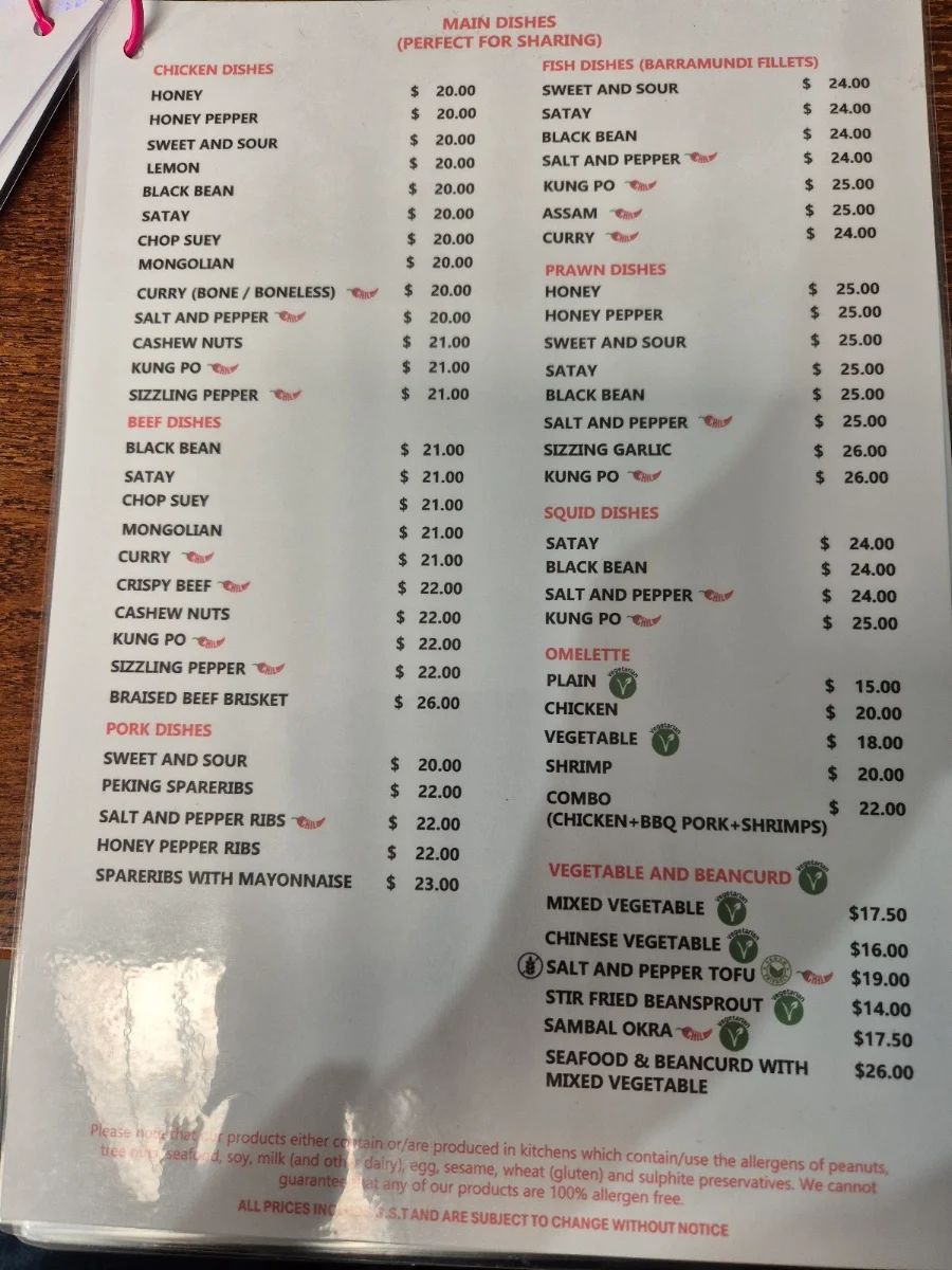 Menu, Coolby Asian Wok