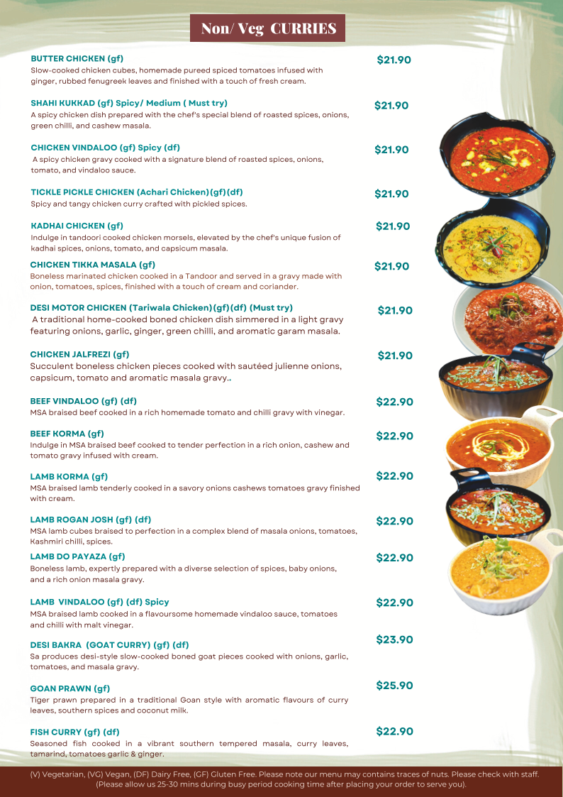 Menu, Drunken Monkey Indian Tapas Bar & Restaurant