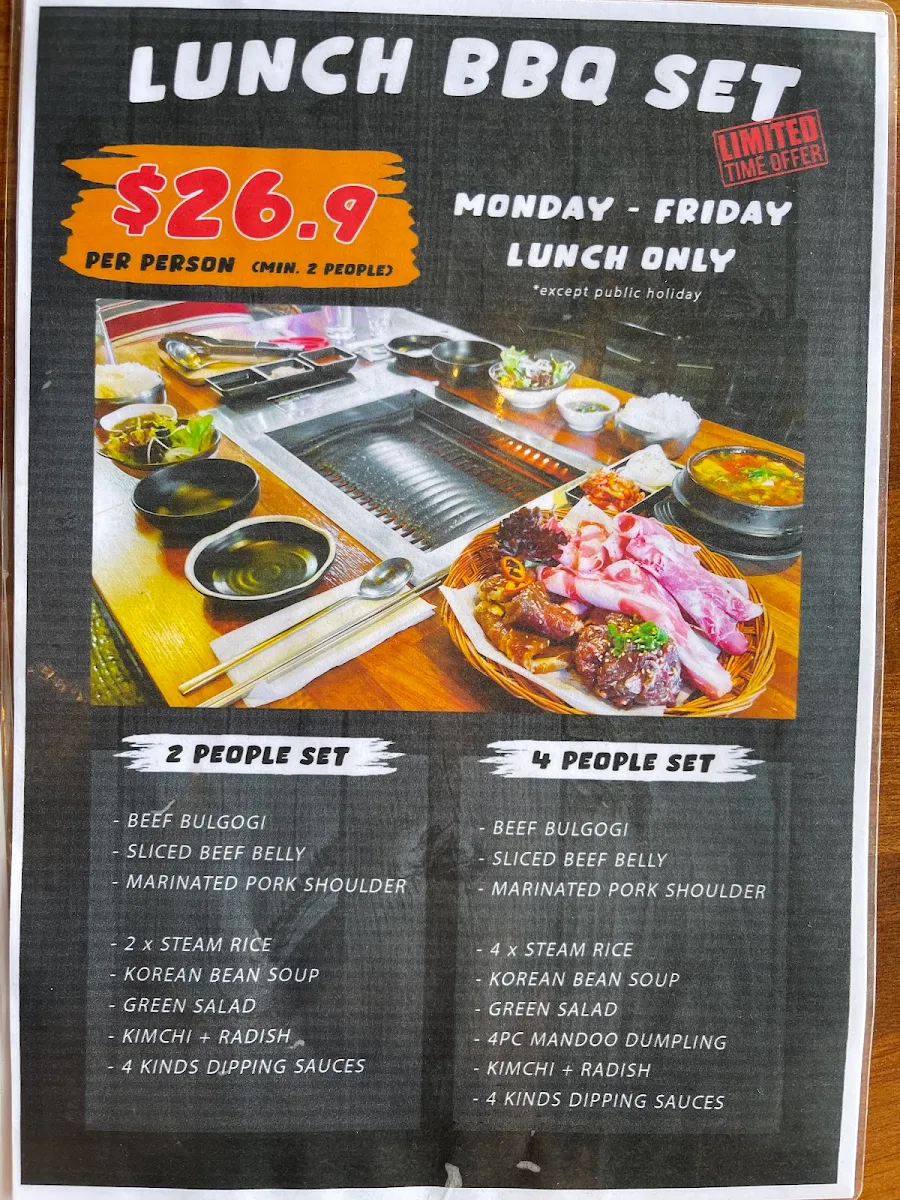 Menu, Goon Korean BBQ - Collingwood