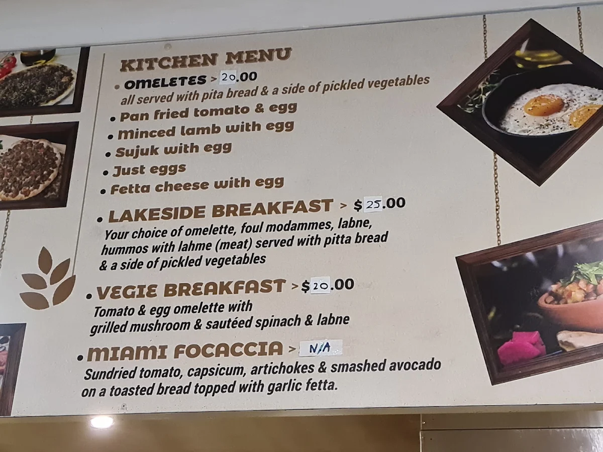 Menu, Lakeside Bakery