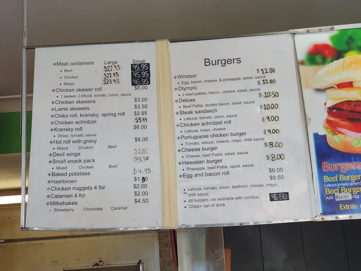 Menu, Windsor Kebab and Pizza