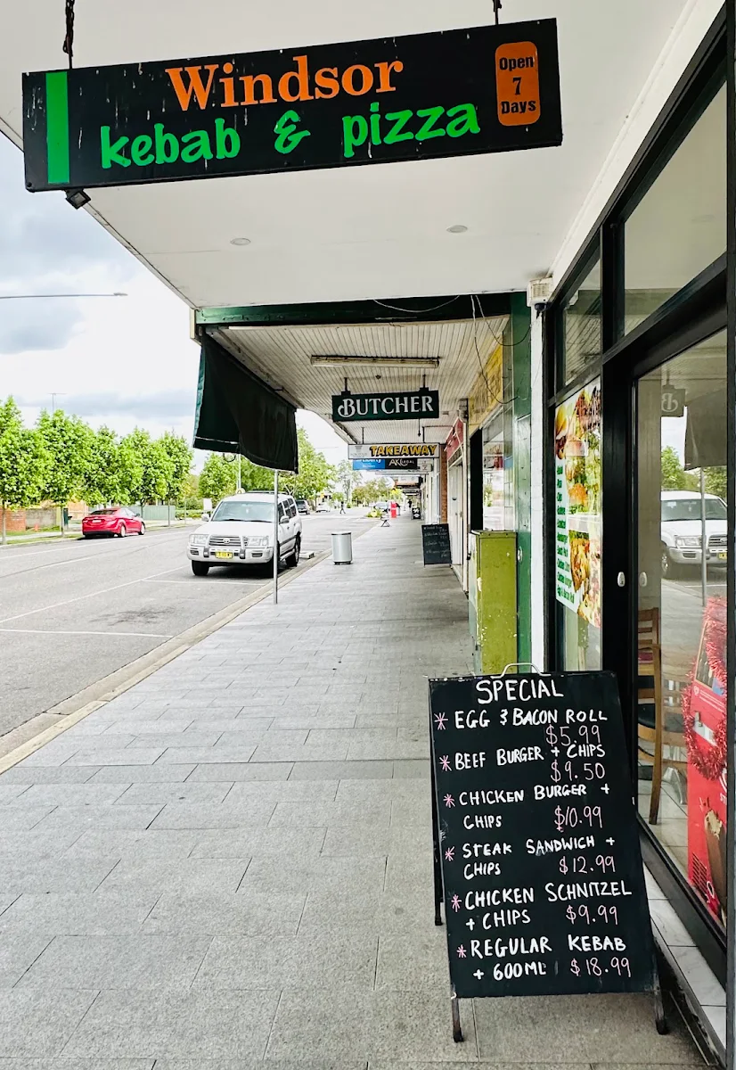 Menu, Windsor Kebab and Pizza