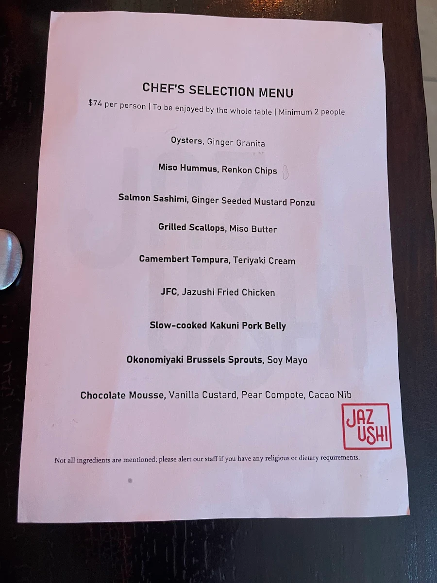 Menu, Jazushi