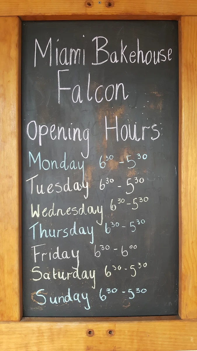 Menu, Miami Bakehouse Falcon