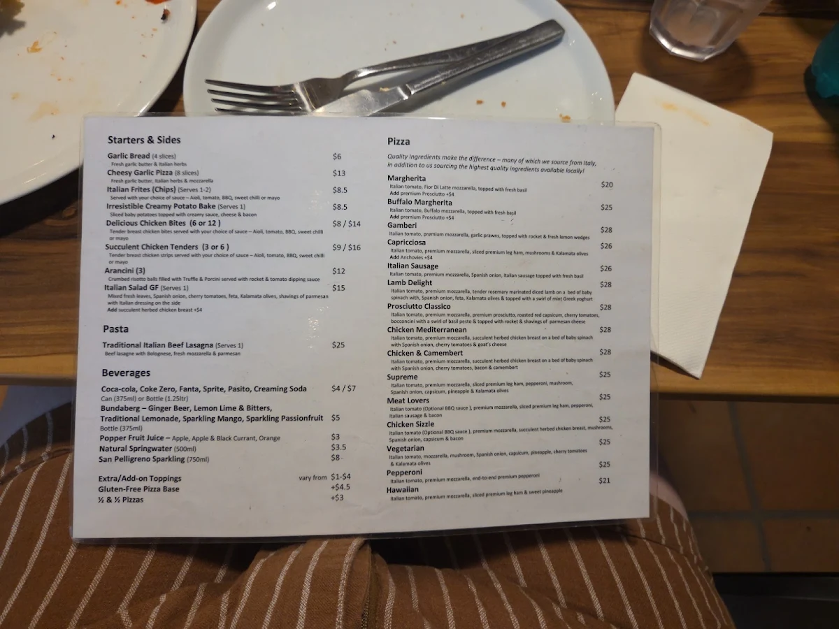 Menu, Pizza Emporium