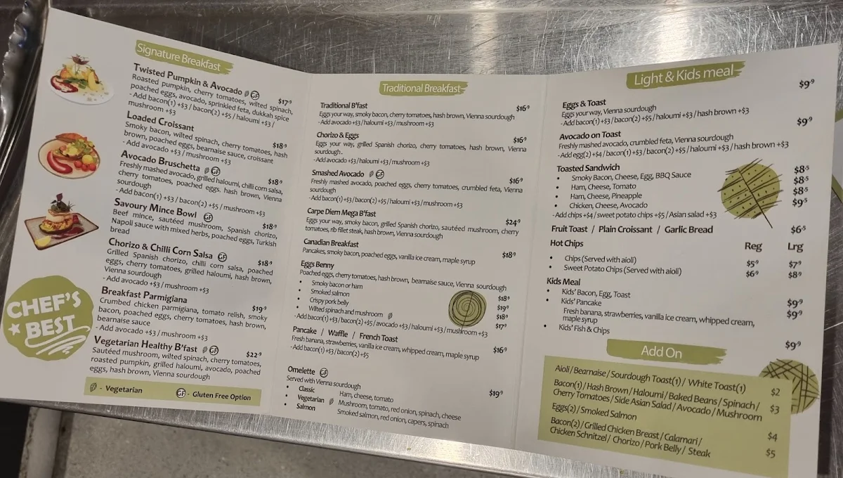 Menu, Carpe Diem Cafe - Fairfield