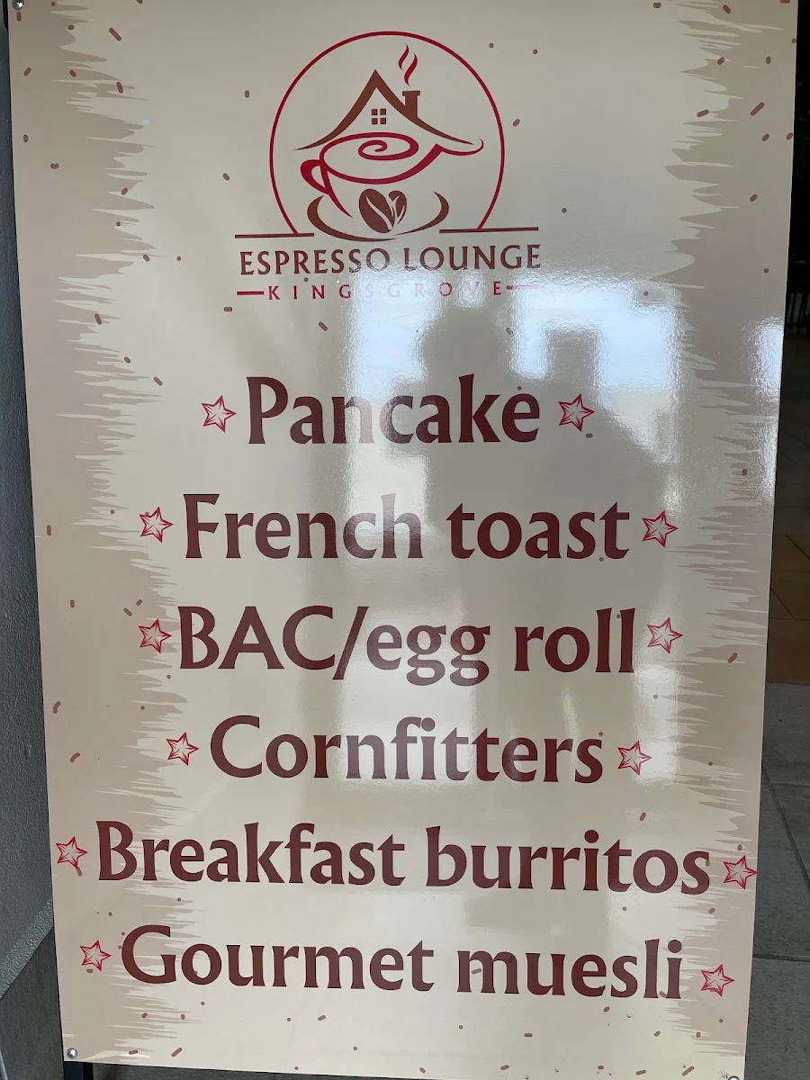 Menu, Espresso Lounge Kingsgrove
