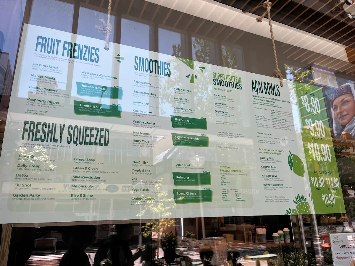 Menu, Java Juice