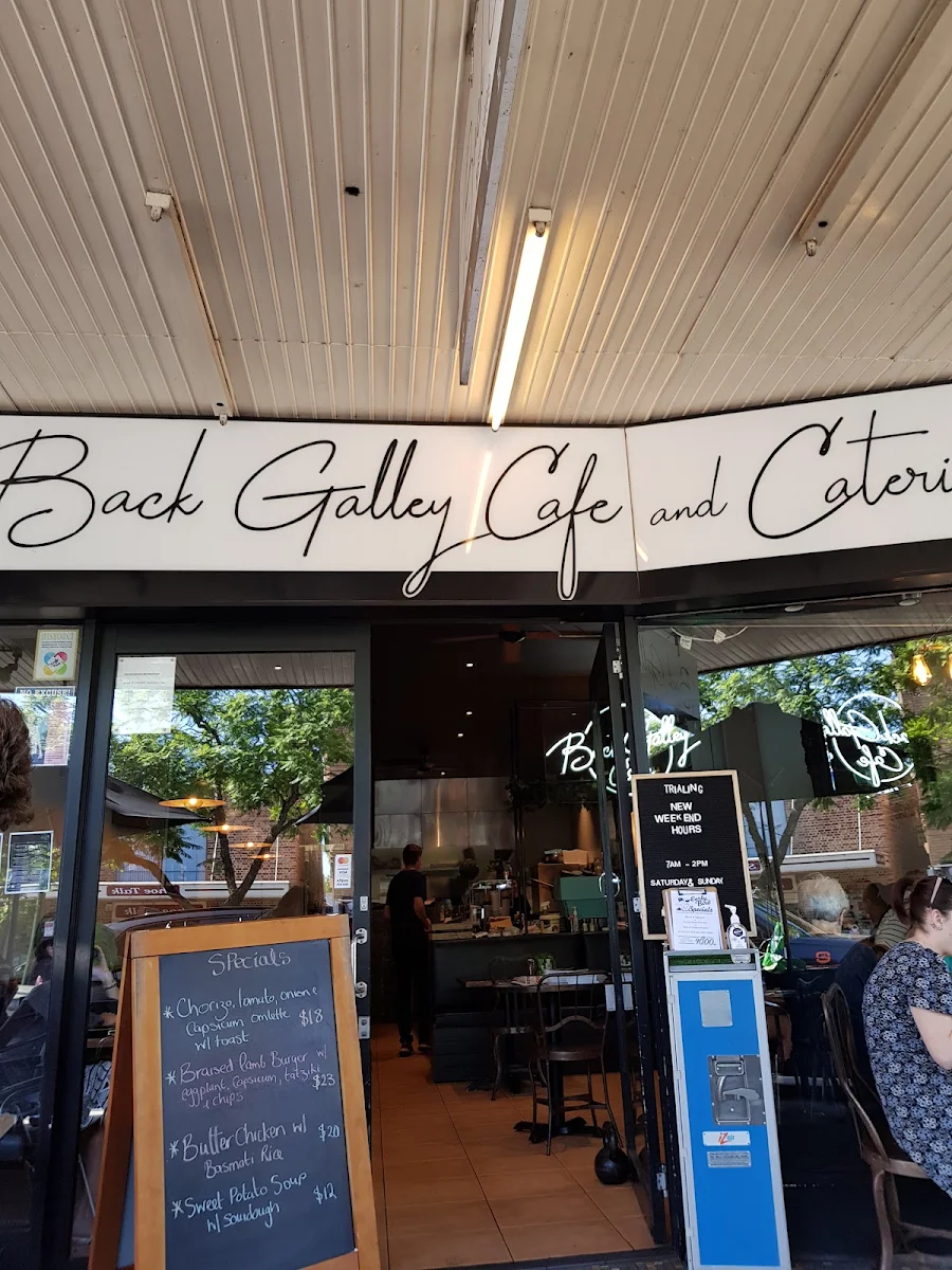 Menu, Back Galley Cafe