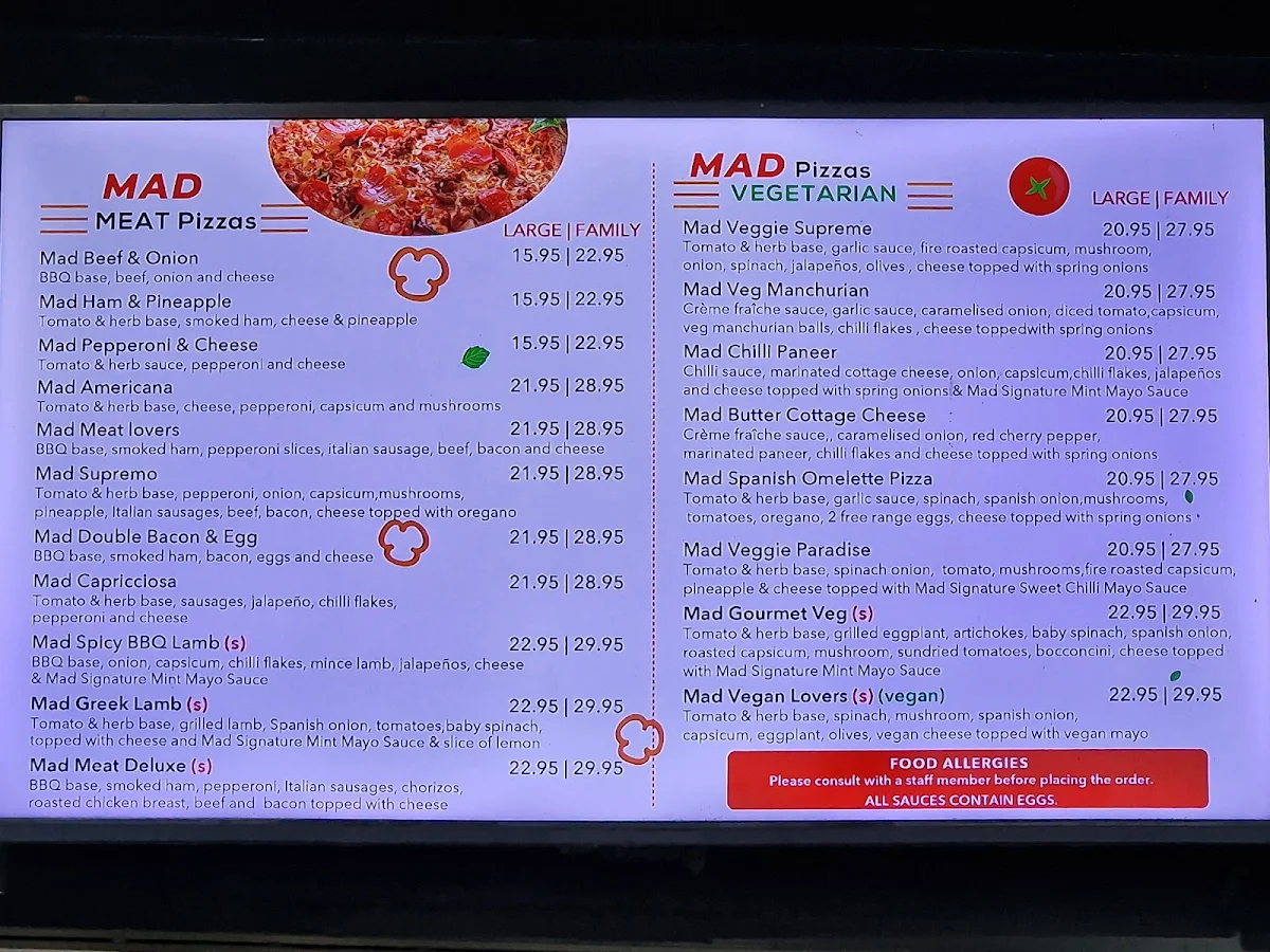 Menu, Mad Toppings Castlehill
