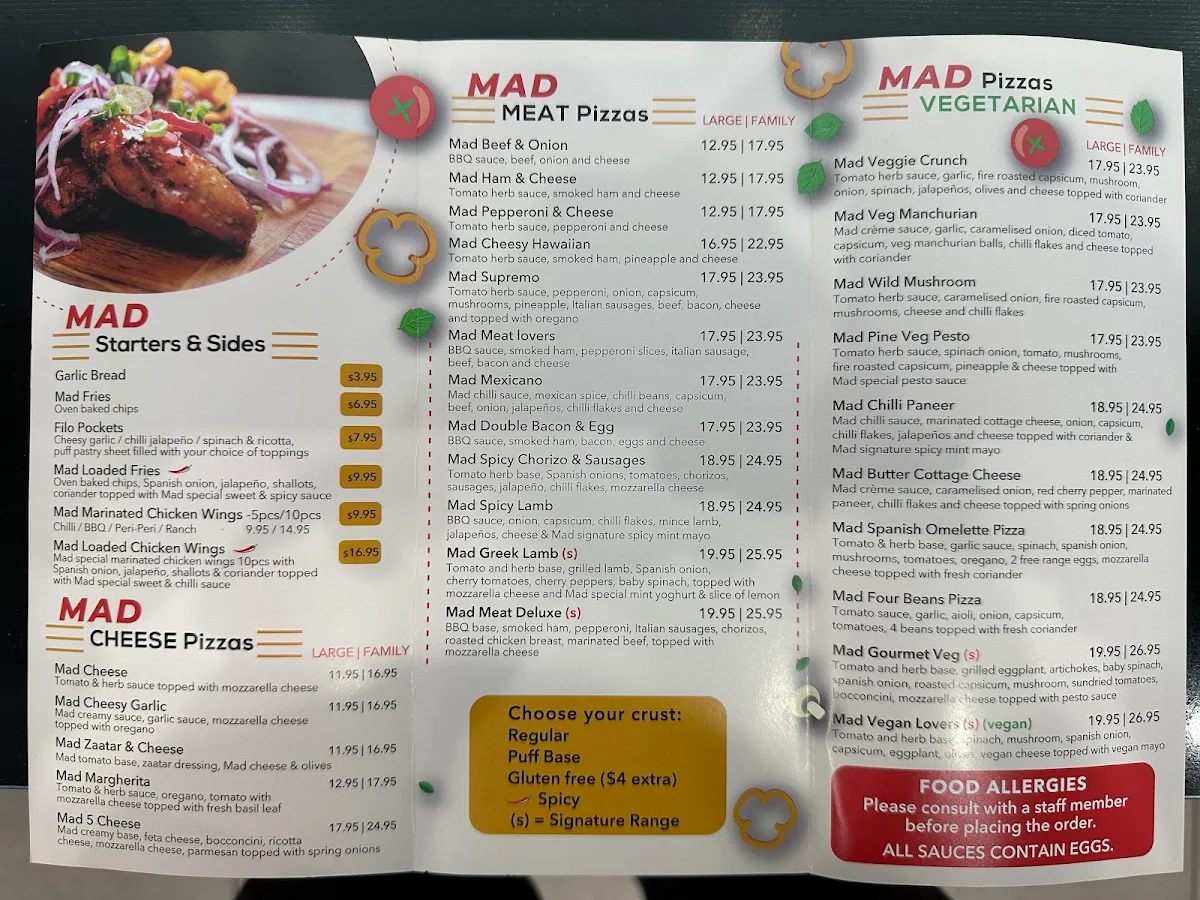 Menu, Mad Toppings Castlehill