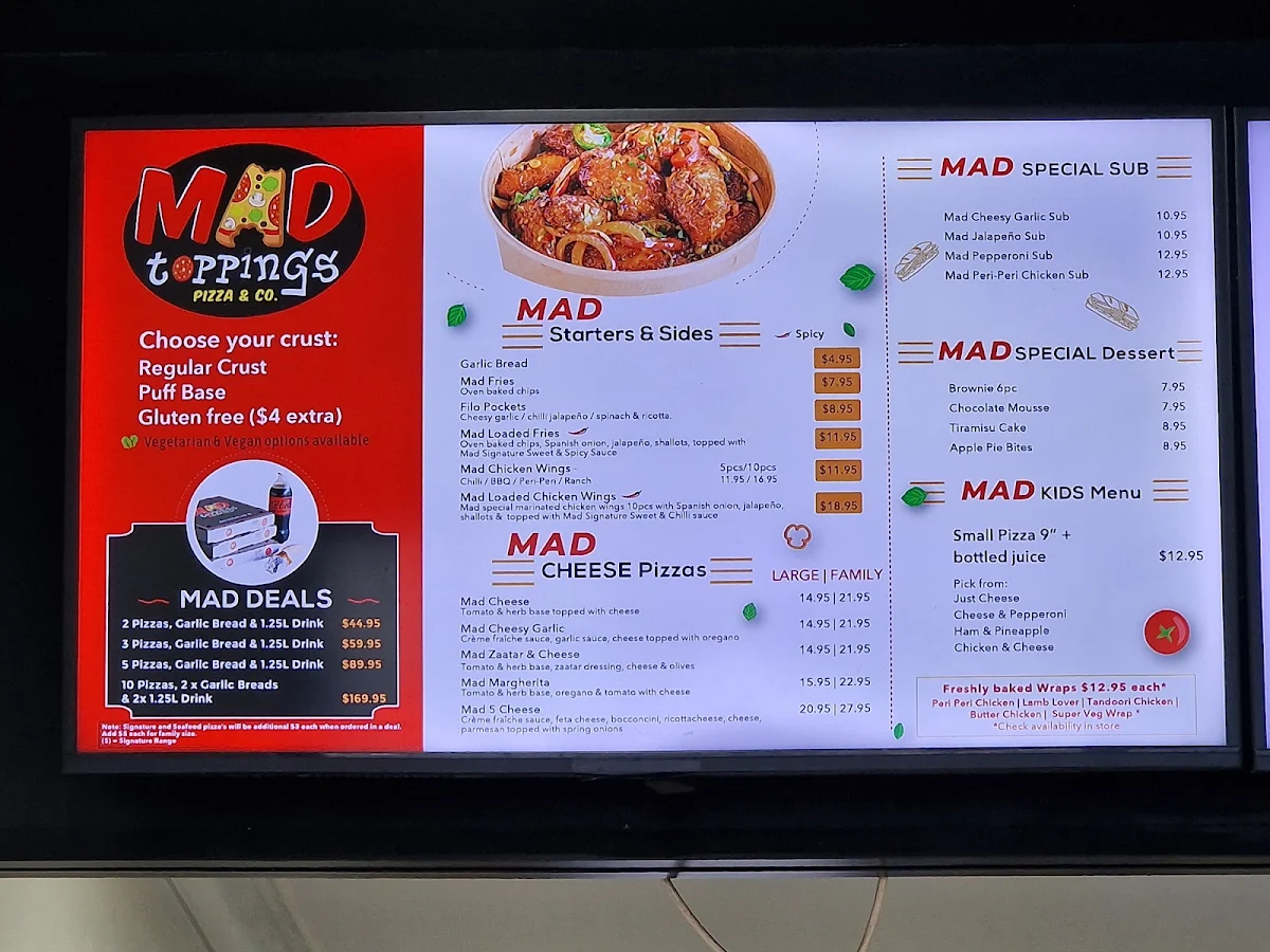 Menu, Mad Toppings Castlehill