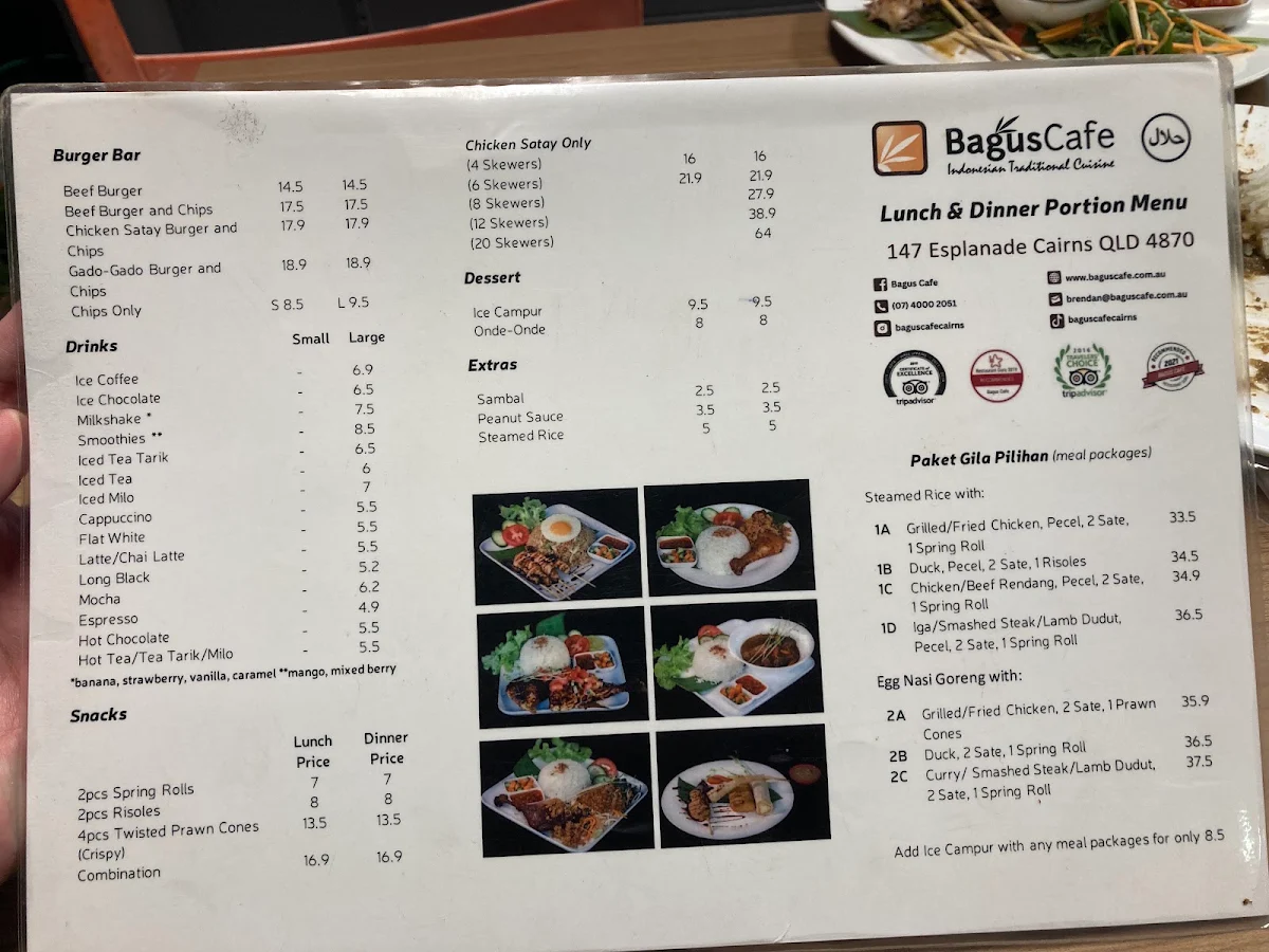 Menu, Bagus Cafe