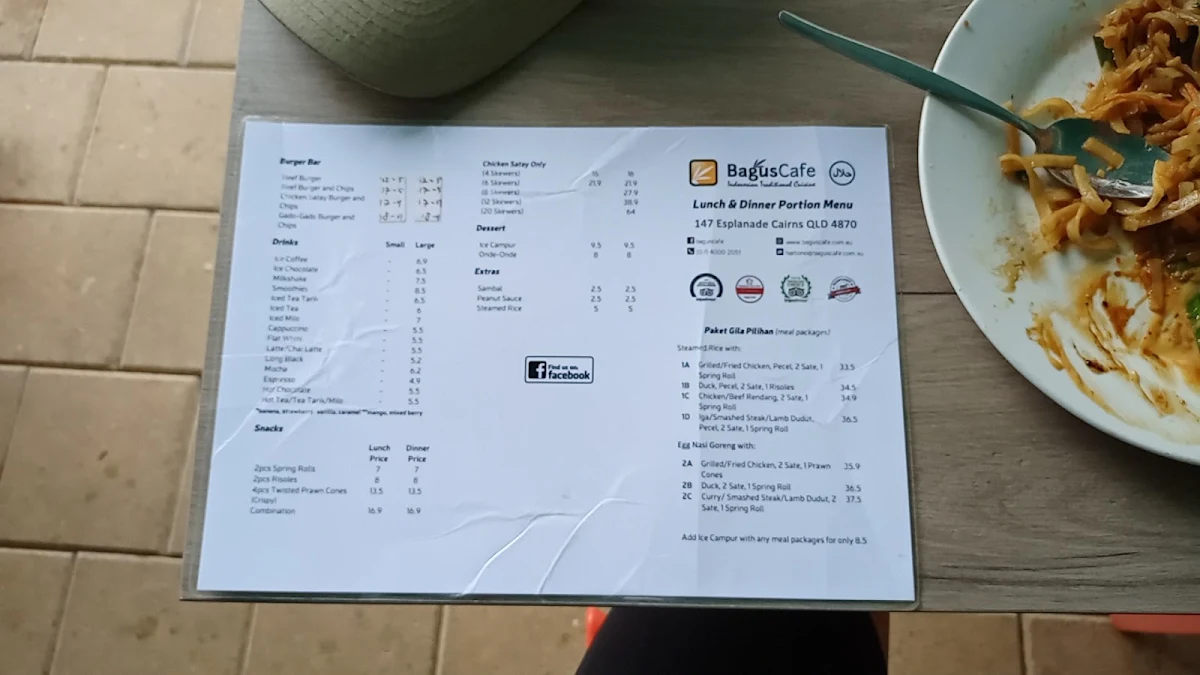 Menu, Bagus Cafe