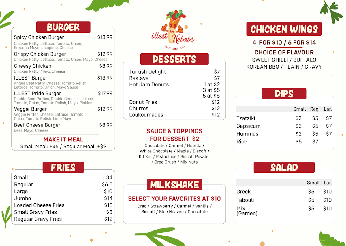 Menu, ILLEST KEBABS