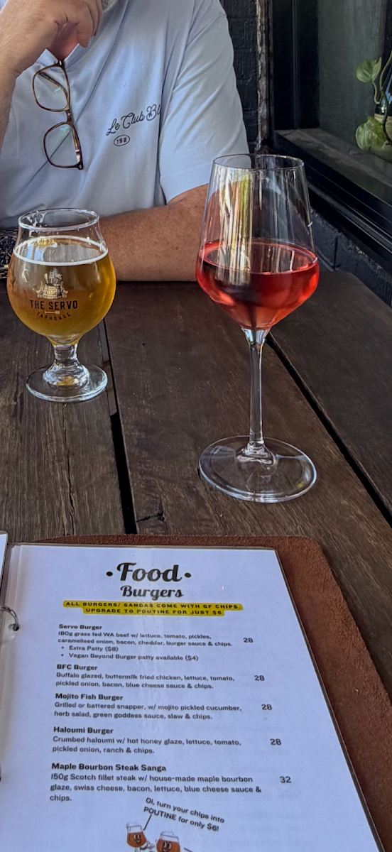 Menu, The Servo Taphouse