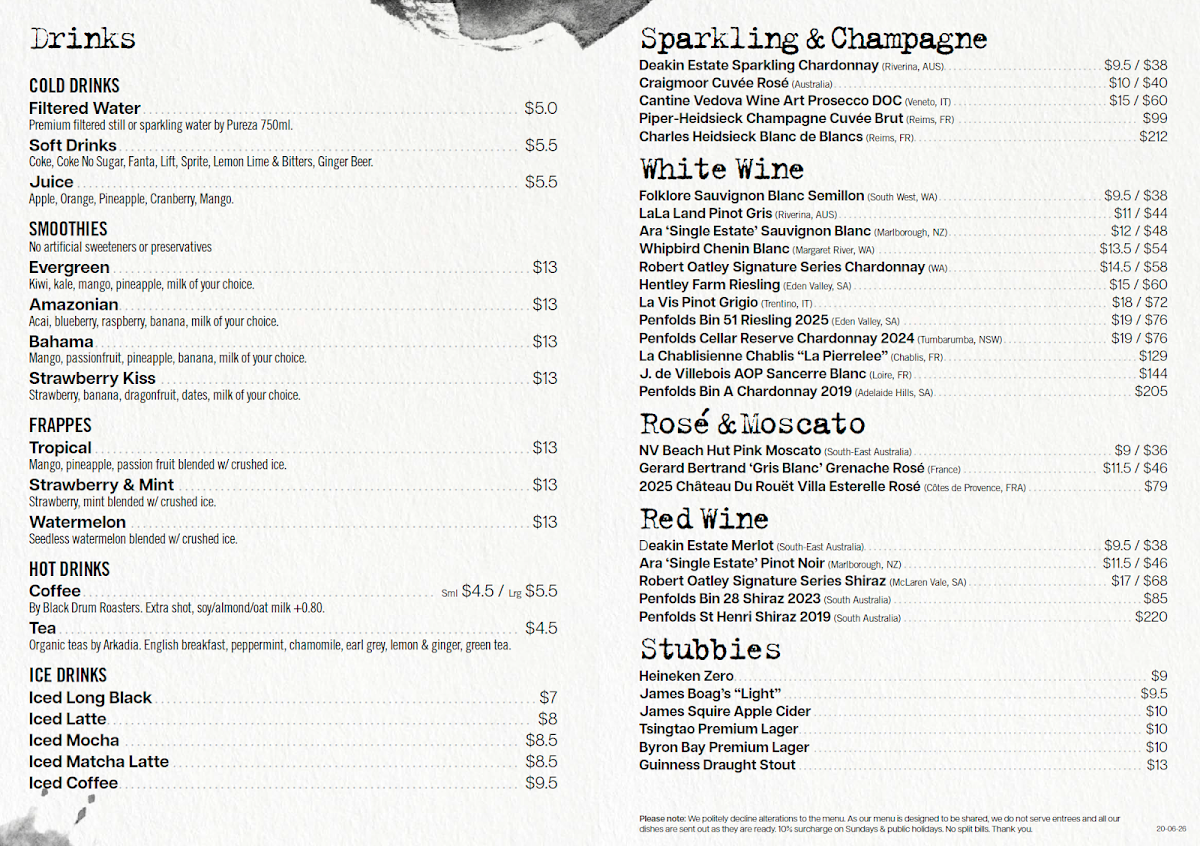Menu, Squid inc Bar & Grill