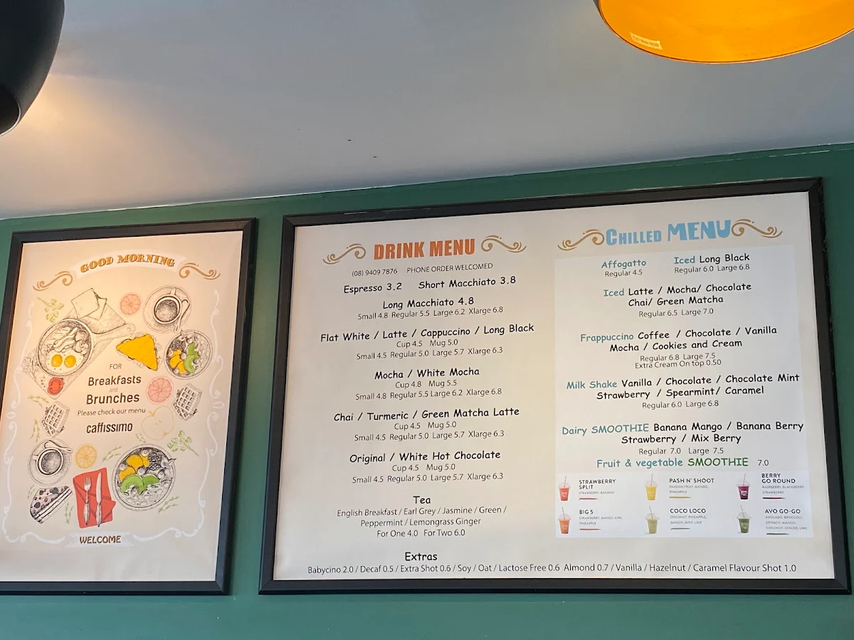 Menu, Caffissimo Wangara