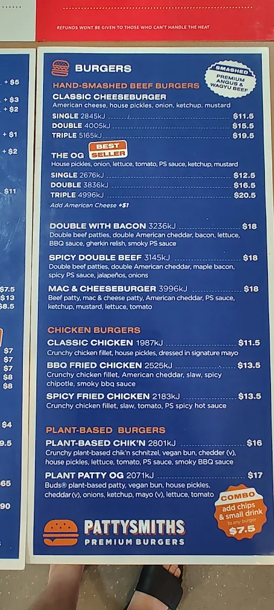 Menu, Dante's Hot Chicken Bellbird Park