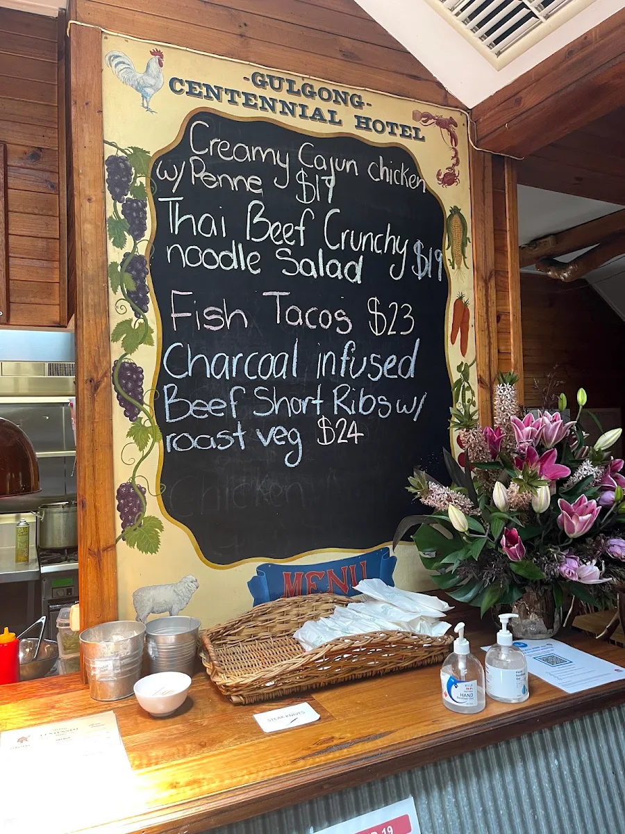 Menu, Centennial Hotel
