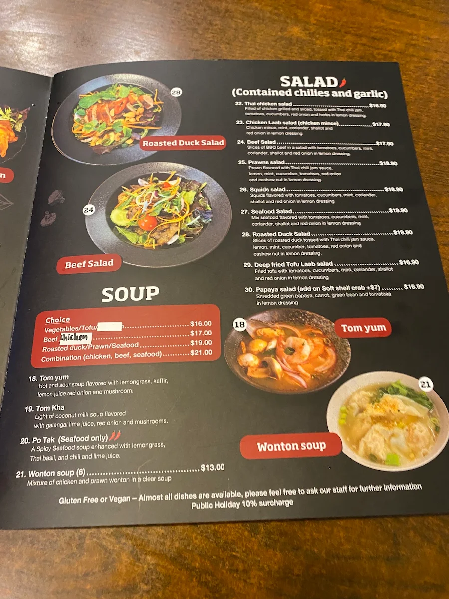 Menu, The Thai Mascot（Halal）