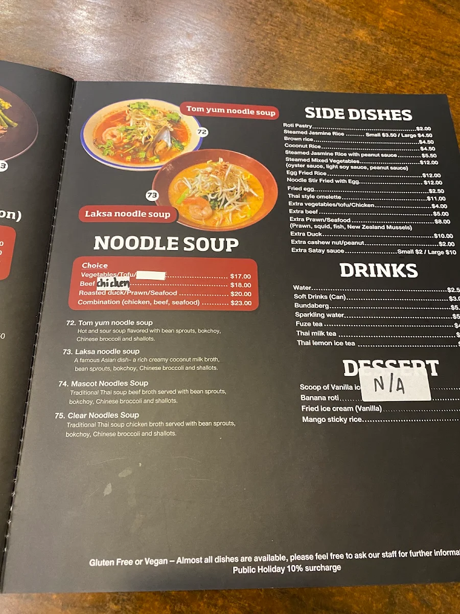 Menu, The Thai Mascot（Halal）