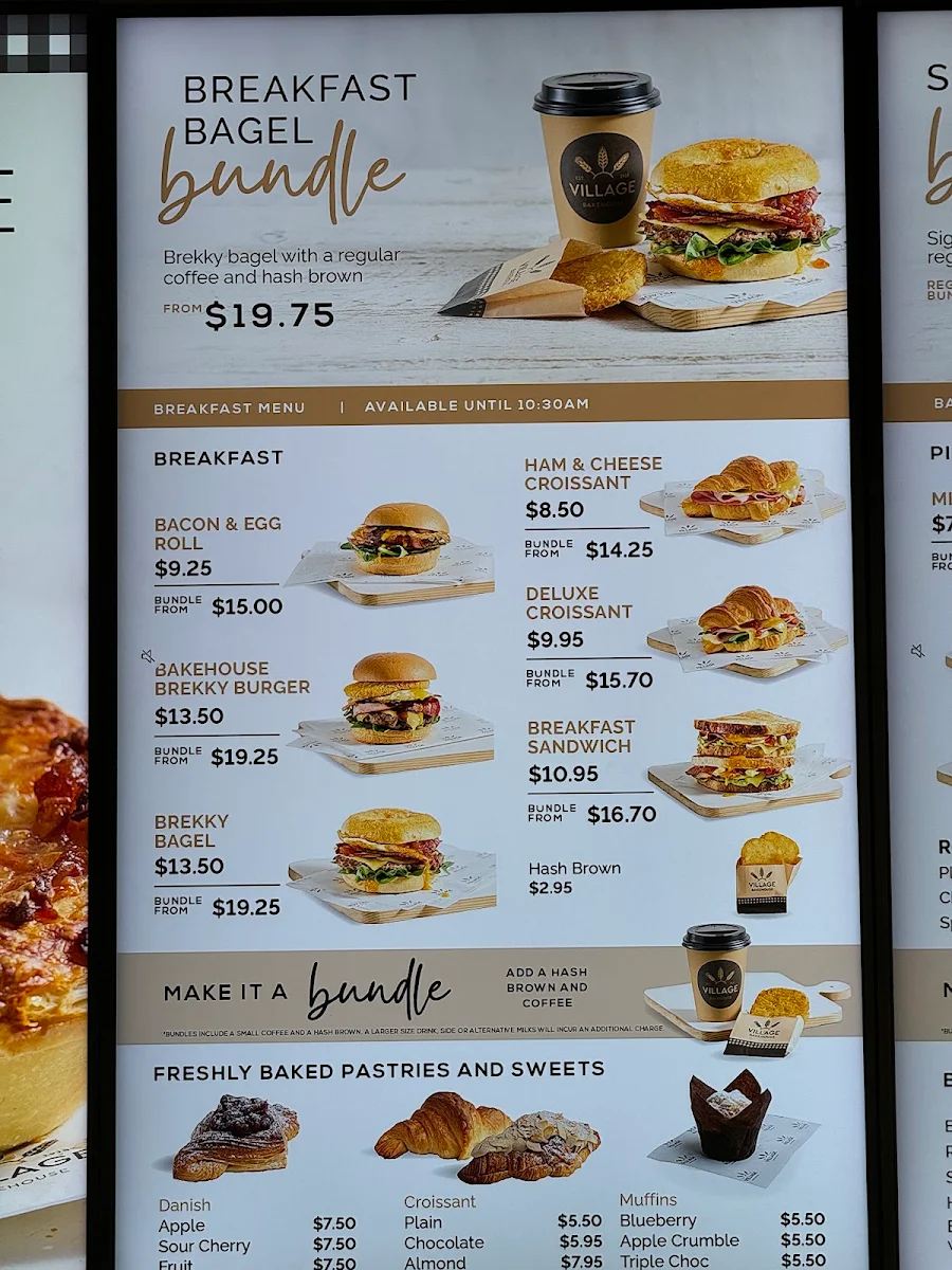 Menu, Village Bakehouse Bathurst