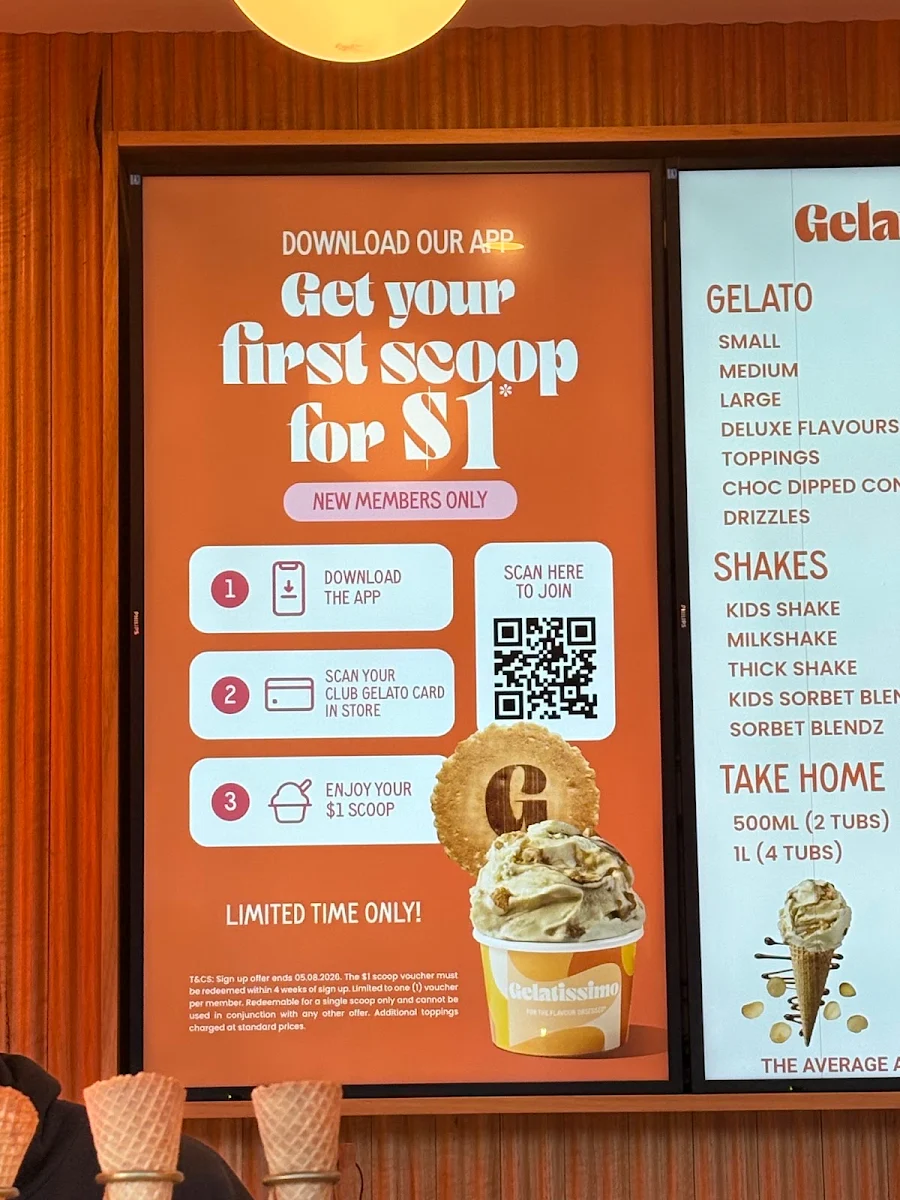 Menu, Gelatissimo Norwest