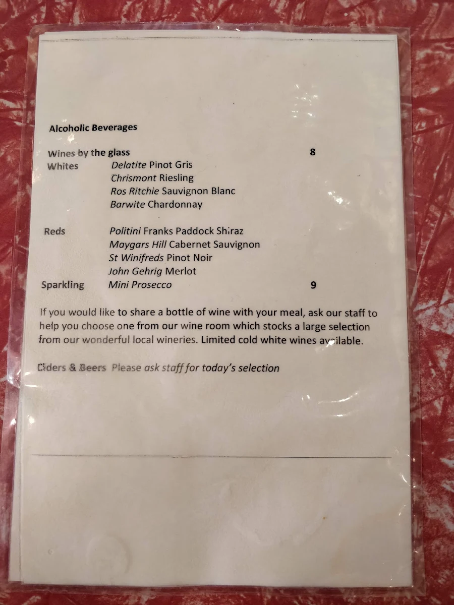 Menu, Mansfield Regional Produce Store