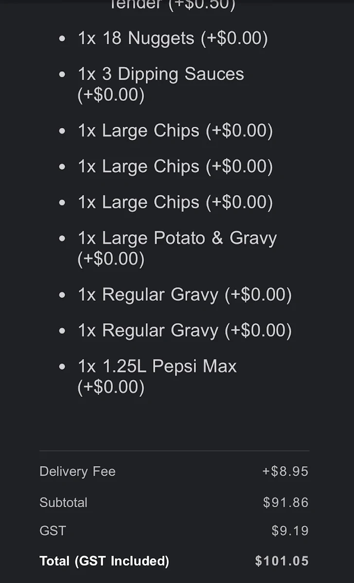 Menu, KFC Ashfield Mall