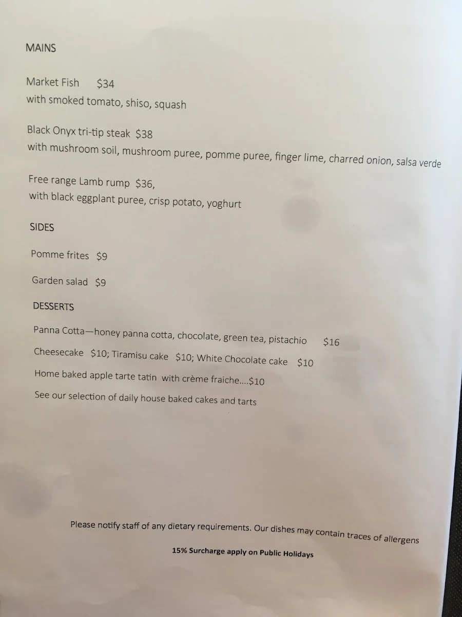 Menu, Pasture of Balmoral