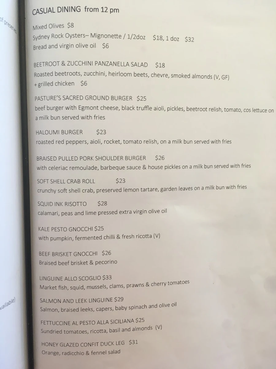 Menu, Pasture of Balmoral