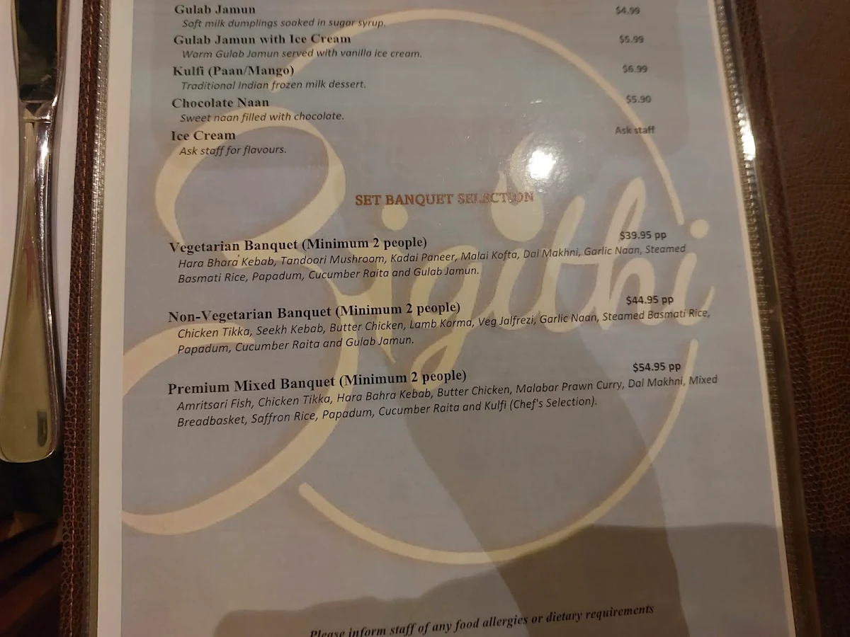 Menu, Angeethi indian cuisine